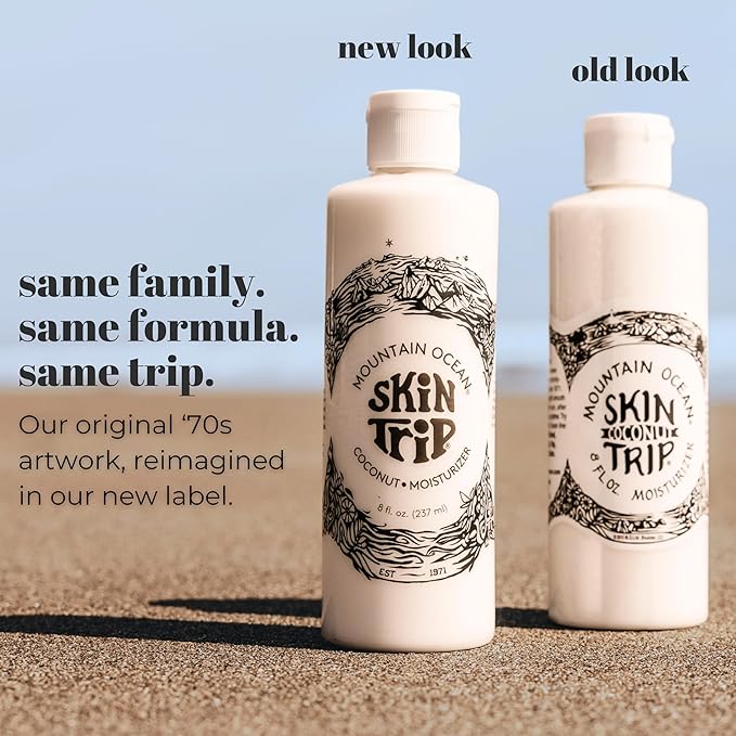 Mountain Ocean Skin Trip Coconut Body Lotion, 8 Oz, Lightweight, Fast Asborbing Moisturizer for Women and Men, with Coconut Oil, Aloe Vera, & Lanolin