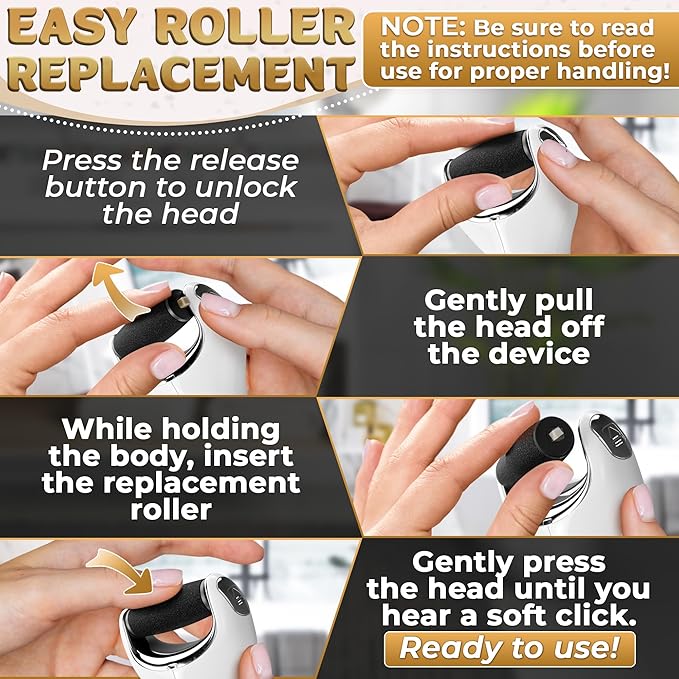 Rechargeable Electric Foot File Callus Remover – 3-Speed Foot Scrubber Electric (1800/2200/2800 RPM), Dry Skin Remover for Feet – 1200mAh, 70 Min Runtime, 2 Replacement Rollers 80 and 60 Grit