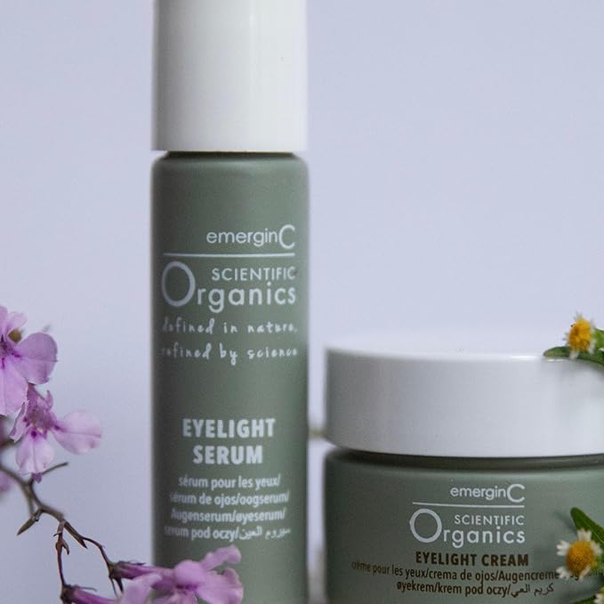 emerginC Scientific Organics Eyelight Serum - Roll On Eye Serum with Plant Stem Cells + Hyaluronic Acid to Combat The Appearance of Dark Circles + Puffiness (0.34 oz, 10 ml)