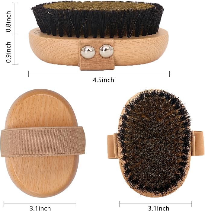 OWIIZI Copper Dry Brushing Body Brush with Ion Charged Copper Soft Bristles Antiskid Wooden Exfoliator Massage Body Scrubber