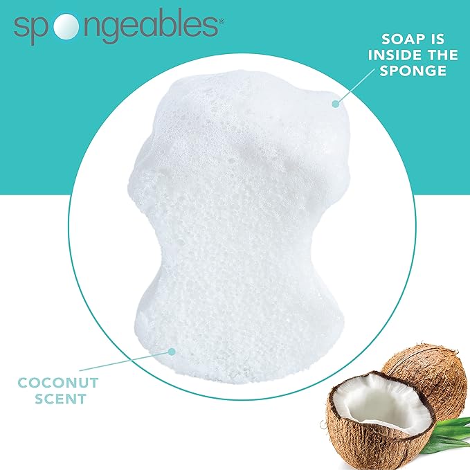 Spongables Pedi Scrub Foot Exfoliating 5+ Wash Travel Sponge, Coconut Colada, 2 Count