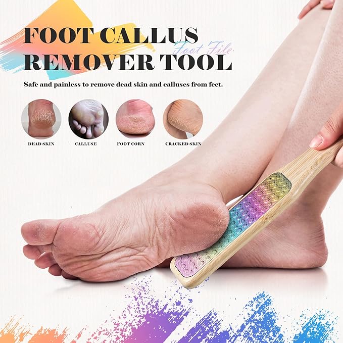 BALUCA Hard Skin Remover Foot File - Foot Callus Remover, Durable Foot Scrubber, Dead Skin Remover, Hygienic Pedicure Tool, Long Lasting Foot Buffer, Soft Smooth Feet (Bamboo)