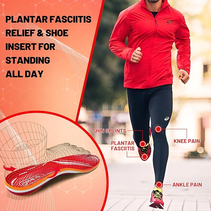 220lbs+ Plantar Fasciitis Relief Foot Pain Arch Support Insert Orthotics Insole, Women Men Shoe Inserts Standing All Day, Comfort Work Boot Insole Flat Feet Heel Spur Size 11, 295MM