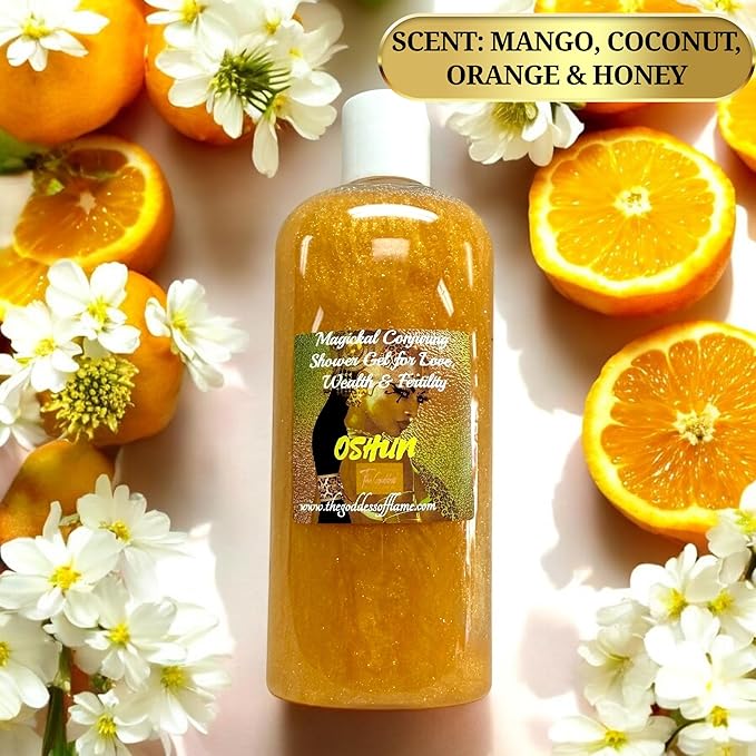 Oshun Shower Gel – 8 oz Handmade Body Wash Charged at Altars for Love, Beauty, Attraction & Abundance – African Orisha, Santería & Ifá Inspired – Vegan & Sulfate-Free