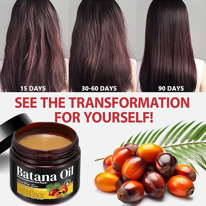 Batana Oil for Hair Growth - 100% Pure Batana Oil - Dr. Sebi B-atana O-il from Honduras - Raw B-atana O-il for Hair Growth - Moisturizes H-air & Scalp -Promotes H-air thickness for Men & Women