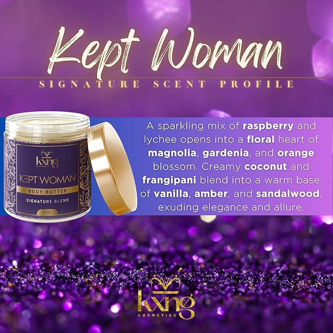 KXNG Cosmetics, Body Butter, Organic Skin Care for Men and Women, Body Moisturizer Lotions and Creams, Raw Shea Butter, Cocoa Butter, Mango, Coconut Oil, Hand, Foot, All Skin Types (Kept Woman)