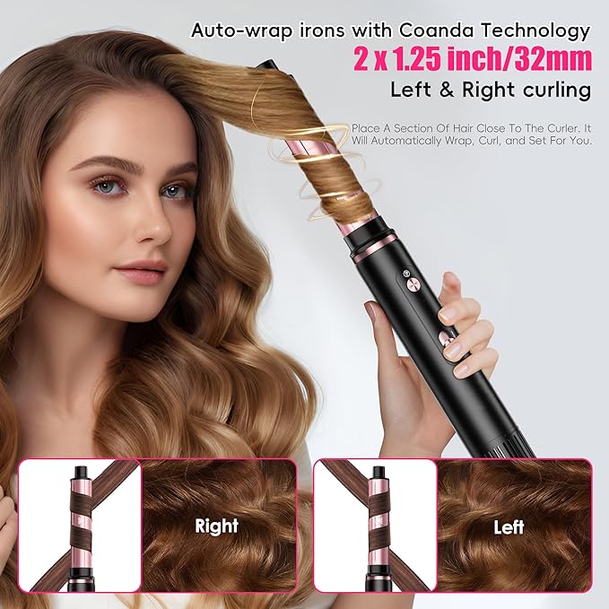 SKIMI 110,000 RPM Brushless Motor Hair Dryer Brush - 5 Muti-Styler for Fast Drying, Curling, Volumizing & Straightening | High-Speed Hot Air Brush for All Hair Types (Black & Pink Gold)