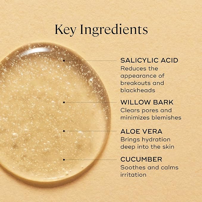 EVER Rebalance Gentle Purifying Cleanser – Purifying Gel Cleanser with Salicylic Acid & Willow Bark for Oily Skin, Deep Pore Cleanse & Blemish Control, Clean-Formulated - 3.5 fl oz