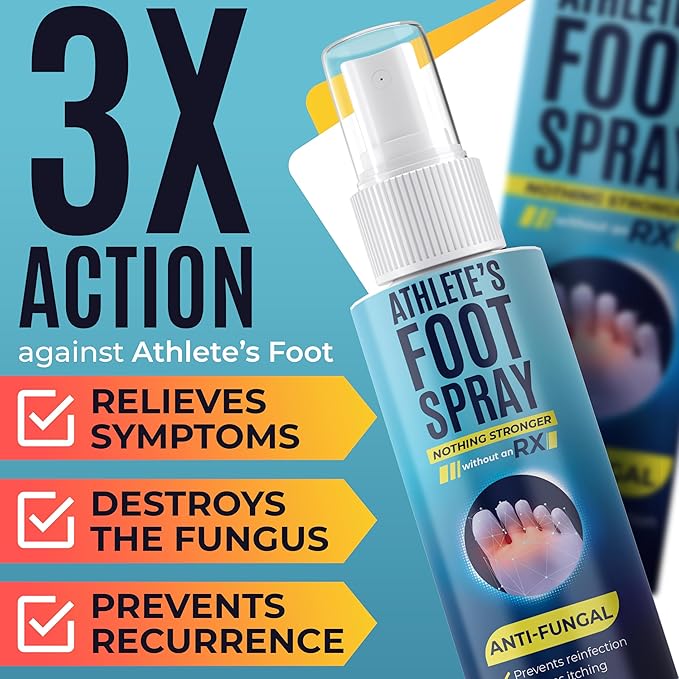 Athlete’s Foot Spray With Tea Tree Oil | Antifungal Treatment for Athlete’s Foot, Jock Itch, Ringworm | Soothes Itchy, Irritated Skin on Feet, Groin & Inner Thighs | Relieves Burning | 120ml