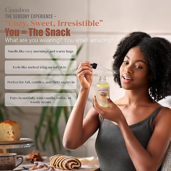 Cinnabon Body Oil - Moisturizing Body Oil for Soft, Smooth, Radiant Glowing Skin (4 fl oz)