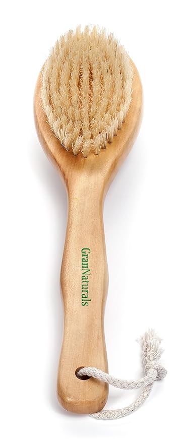 GranNaturals Dry Brushing Body Brush for Lymphatic Drainage + Cellulite Scrubber- Natural Bristle Skin Exfoliator for Body, Back, Legs, and Foot - Exfoliating Body Scrub for Ingrown Hair Bumps