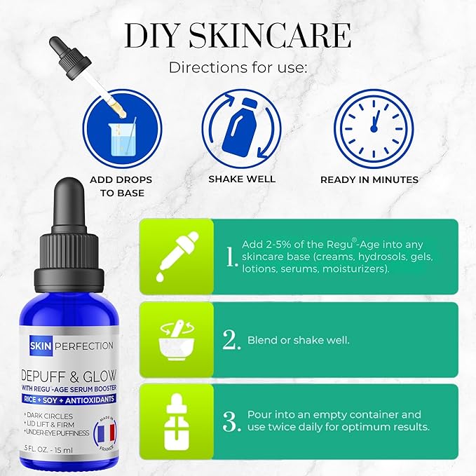 Skin Perfection Regu Age Anti-aging Serum Booster Diy Dark-circle Treatment Reduce Puffiness Firming Improve Under Eye Mix in Any Eye Cream Natural Peptides