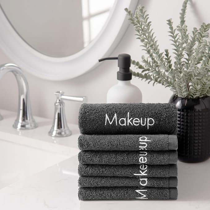 Arkwright Makeup Towels - Bulk Case of 144 - Soft & Gentle Cotton Washcloth Face Make Up Remover, Reusuable Eraser Cloth Essentials for Hosts & Artists, 13 x 13 in, Grey