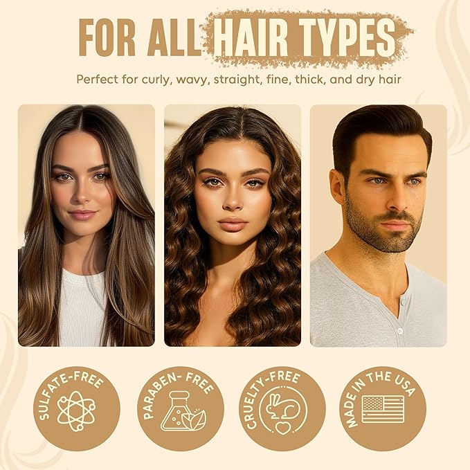 Keratin Shampoo and Conditioner Set | 16 fl oz Each | with Batana Oil & Bamboo Extract | Controls Frizz, Strengthens, Nourishes, & Adds Shine for Smoother Hair