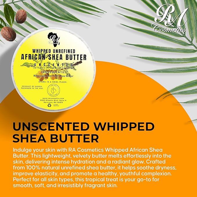 RA Cosmetics Pure Shea Butter, Unscented - 12oz | 100% Pure and Natural African Shea Butter for Men & Women - Handcrafted Moisturizer with Essential Vitamins for Radiant Skin, Thicker Hair & Soft Lips