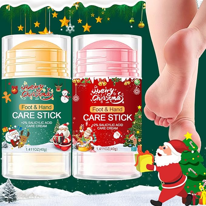 2Pcs Urea Cream 60% for Feet & Dry Cracked Skin, Christmas Hand Cream Cracked Heel Repair Stick, Maximum Strength Moisturizing Foot & Hand Balm, Repair Creams Christmas Gift Sets (Peach Flavour)