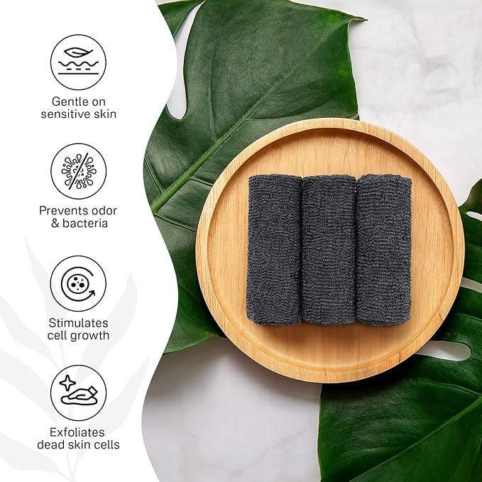 Yiclick Exfoliating Washcloth Towel, Japanese Exfoliating Bath Wash Cloth for Body Exfoliation, Korean Back Scrubber Washer for Shower, African Net Sponge Brush Loofah Exfoliator
