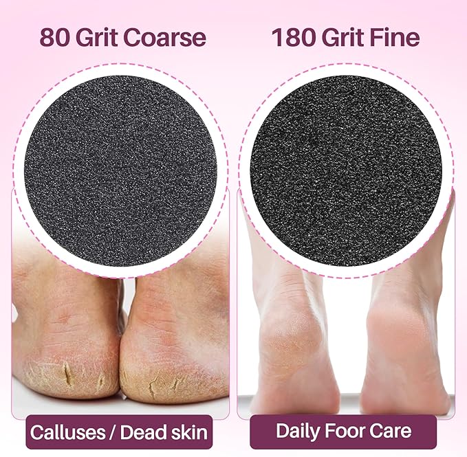 Replaceable Sandpaper for Electric Foot File: 60 Pcs/1 Box Feet Grinder for Skin and Callus Remover - 80/180 Grit Fine Sandpaper Refill Discs for Home Spa Salon
