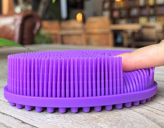 Premium Sensory Brushes for Kids or Autism,Soft Silicone Body Scrubber,2 in 1 Sensory Room Occupational Therapy,Silicone Loofah,Pets Shower Brush Bath Brush Shampoo Brush (3pcs(Oval))