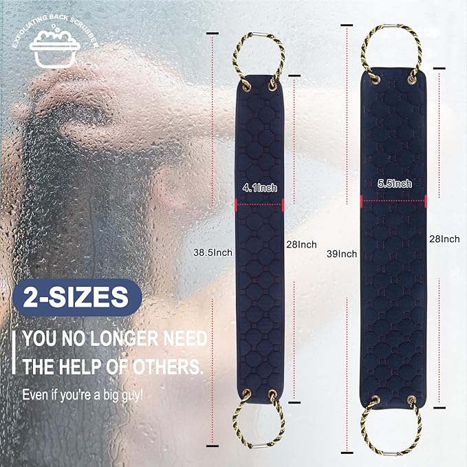 Exfoliating Back Scrubber with Handles, 39 Inch Double-Sided Back Exfoliator Body Scrub Towel, Exfoliating Washcloth Bath Tool for Use in Shower, Back Washer to Deep Clean Your Skin for Men & Women