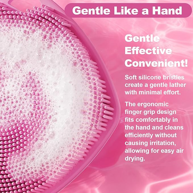 2 Pack Face Scrubbers, Silicone Face Scrubber Soft Bristles, Gentle Lather, Exfoliating & Deep Cleaning for Sensitive Skin, Giant Suction Cup Stick Securely, Easy to Store (Pink + Blue)