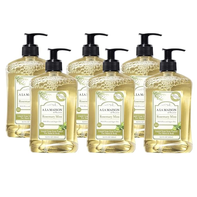 A LA MAISON Liquid Soap - Uses: Hand and Body, Triple Milled, Essential Oils, Biodegradable, Plant Based, Vegan, Cruelty-Free, Alcohol & Paraben Free (16.9 oz, 6 Pack)