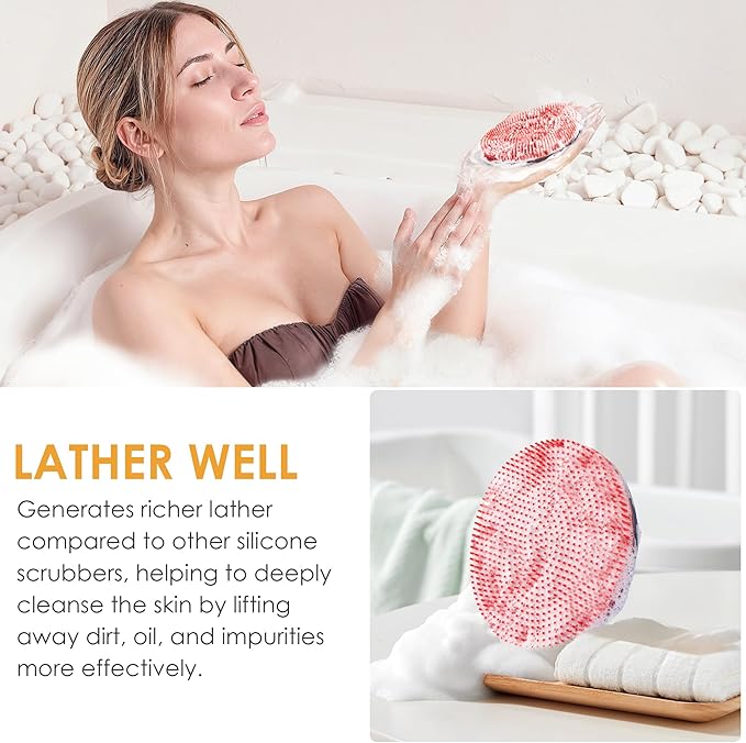 INNERNEED Magnetic Silicone Body Scrubber for Shower – Soft, Hygienic Exfoliating Body Brush with Magnetic Core for Daily Cleansing, Circulation & Skin Vitality