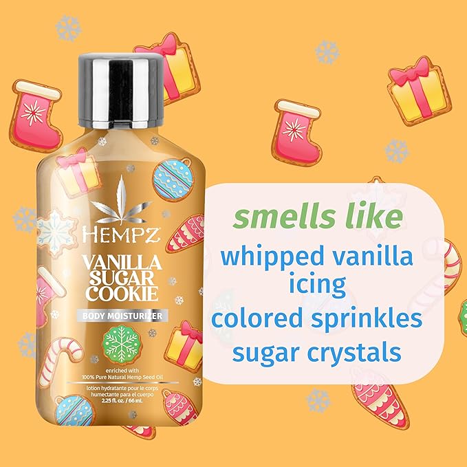 Hempz Mini Vanilla Sugar Cookie Body Moisturizer, Body Lotion, Fall Skin Care for Men & Women, Limited Edition, 2.25 fl.oz. (Pack of 2)