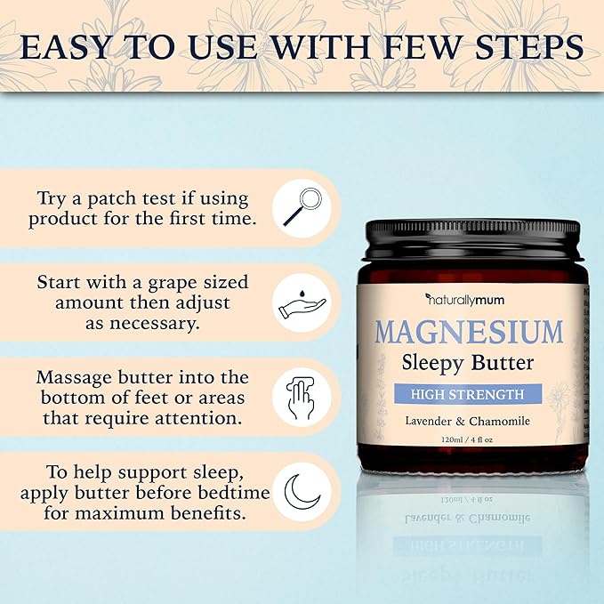Magnesium Butter [NATURAL & VEGAN] - Topical Magnesium Chloride Cream Butter Support for Sleep, Bone, Heart & Muscle Health - Lavender & Chamomile – High Strength Balm - Made in UK & Safe for Kids