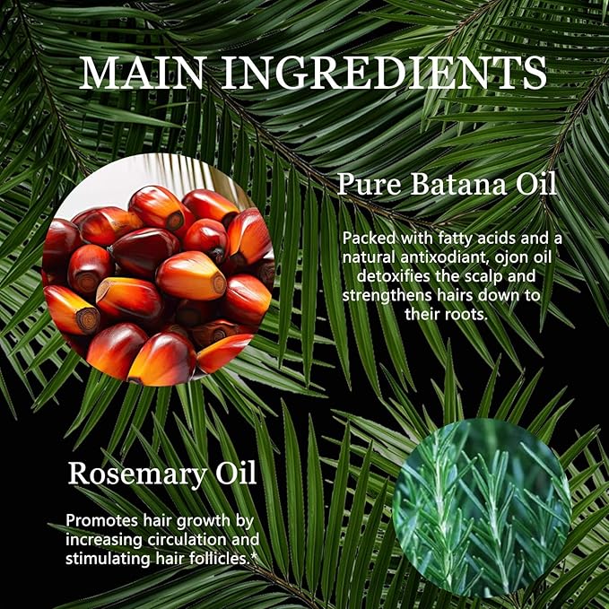 Tgideas Rosemary and Batana Oil Hair Oil Natural Plant Extracts - Nourishes Scalp and Strengthens Hair - Suitable for All Hair Types, Eyelashes and Eyebrows