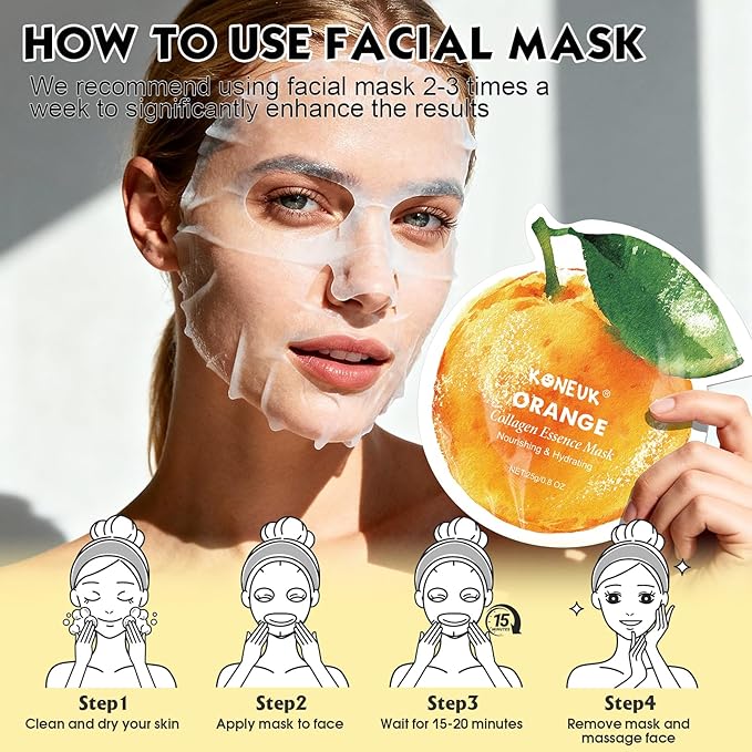 36 Pack Fruit Shaped Sheet Face Mask for Women, Collagen Hydrating and Moisturizing Face Masks Skincare for Dry Skin, Bulk Christmas Gifts, Spa Party Gifts and Stocking Stuffers(9 Types x 4 Pcs)