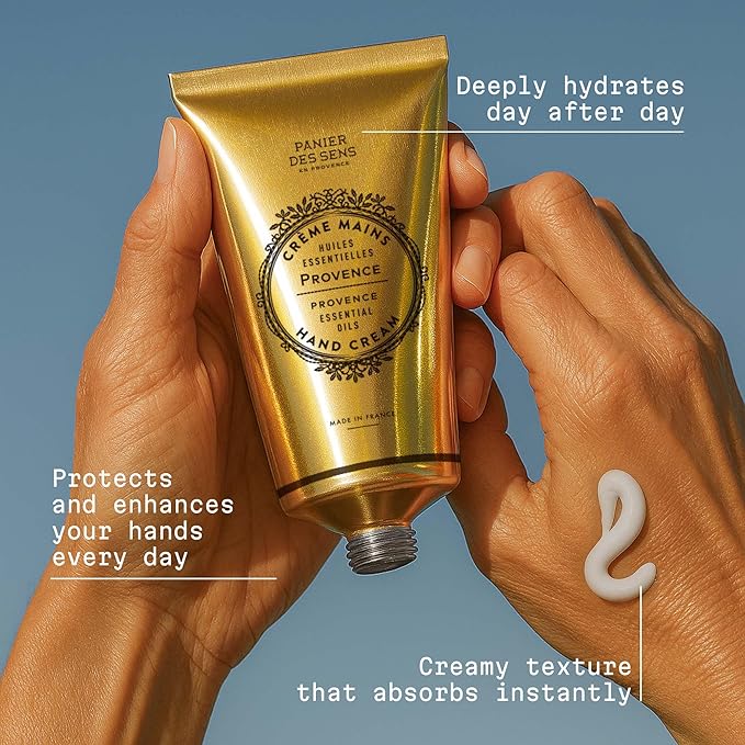 Panier des Sens Provence Hand Cream - Nourishing Shea Butter Hand Cream for Dry Cracked Hands 97% Natural Ingredients - Dermatologically Tested Hand Lotion for Woman Made in France, 2.5 fl oz