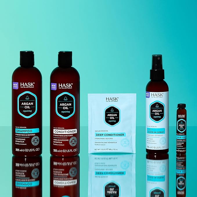 HASK Argan Oil Repairing Shampoo + Conditioner Set | Color Safe, Sulfate-Free, Paraben-Free, Gluten-Free, Cruelty-Free, For All Hair Types | 12oz each