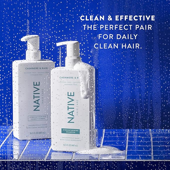 Native Cashmere & Rain Shampoo and Conditioner Contain Naturally Derived Ingredients | All Hair Types, Color & Treated, Fine to Dry Damaged, Sulfate & Dye Free - 2-Pack