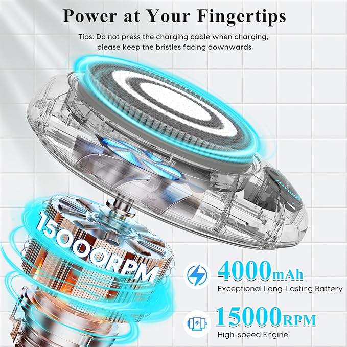 Electric Back Scrubber for Shower - Wall Mounted Exfoliating Brush, Hands-Free Automatic Body Scrubber, IPX7 Waterproof, 3-Speed Adjustment, 3 Replaceable Heads with 50pcs Disposable Shower Caps