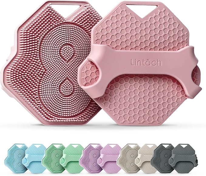 Silicone Shower Scrubber for Body – Exfoliating Loofah Alternative, Zinc & Silver-Infused, Hygienic & Gentle for Sensitive Skin, Durable & Long-Lasting Body Scrubber for Women - Rose Pink