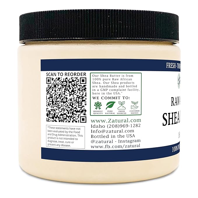 Zatural Raw Naturally Grown Shea Butter-100% Pure, Virgin, Unrefined, Raw Ivory Shea Butter from (16 Ounce)