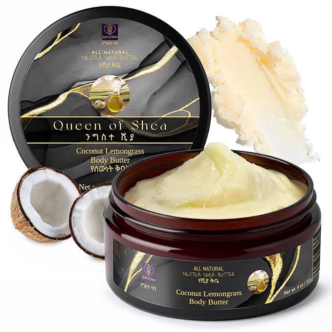 African Shea Butter Raw Organic Unrefined Shea Butter for Face 2 Oz (Pack of 1) Coconut Lemongrass - Organically Certified USDA for All Skin Types Body and Hair Moisturizing Skincare