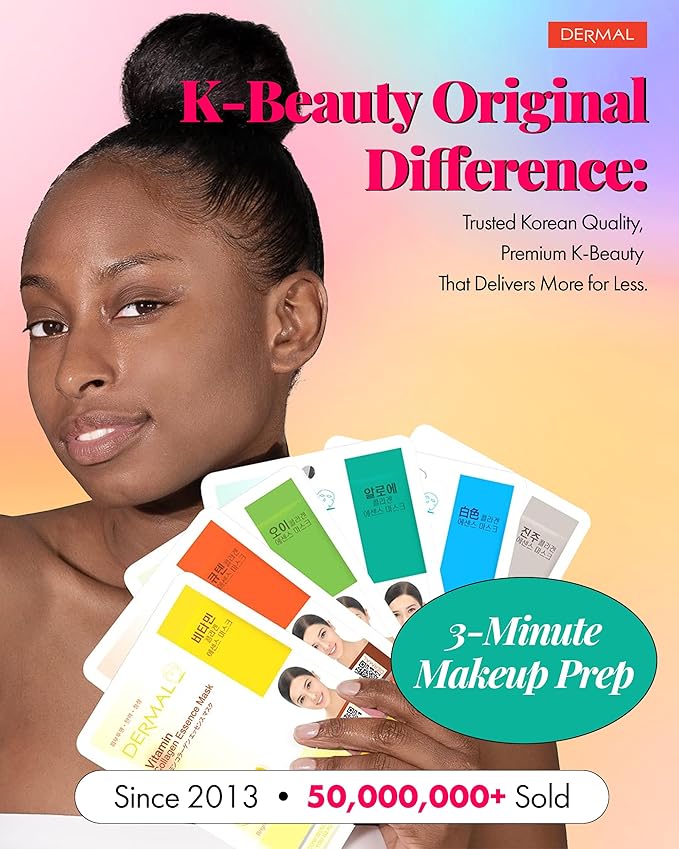 DERMAL Made in Korea Facial Mask – 20+ Years of Trusted K-Beauty, Premium Quality vs. Generic Chinese Masks, Best Value Sheet Mask for Daily Skincare – 16 Combo Pack A