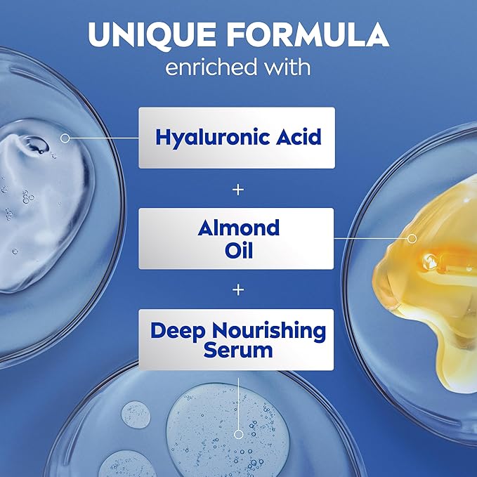 NIVEA Essentially Enriched Body Lotion for Very Dry Skin with Hyaluronic Acid, Almond Oil and Deep Nourishing Serum, 72-Hour Body Moisturizer, 16.9 Fl Oz Pump Bottle, Pack of 2