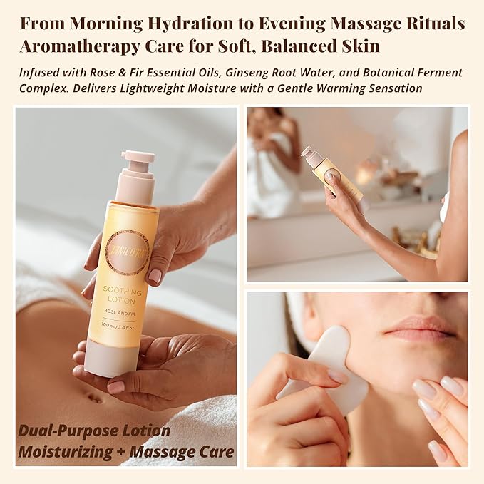 Forest Rose & Evergreen Aromatherapy Body & Massage Lotion – Lightweight Hydration with a Bright Woody-Floral Essential Oil Aroma for a Balanced Daily Use Experience, 3.4 fl oz / 100 ml