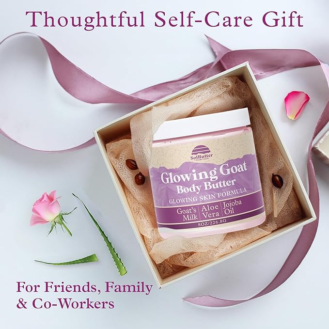 PURPLE CANYON Goat Milk Whipped Body Butter 8oz | Lavender Rose Body Lotion Infused with Jojoba Oil and Aloe Vera| Glowing Skin Natural Lotion for Luxury Self-Care