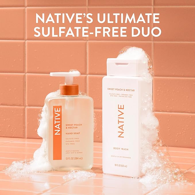 Native Sulfate Free Body Wash Contains Naturally Derived Ingredients | for Women & Men| Sweet Peach & Nectar, 36 oz