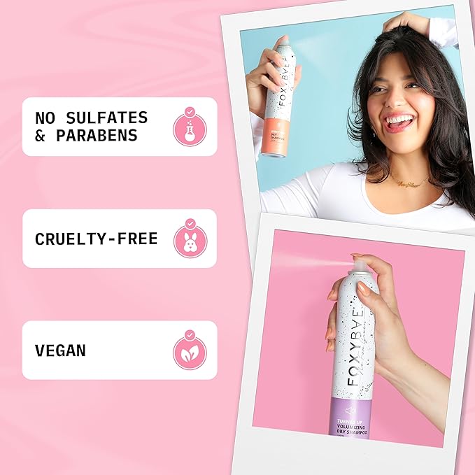 FoxyBae Dry Shampoo Duo Kit - with Biotin - Dirty Gal and Turned Up - Refreshes, Volumizing, Absorbs Oil - for All Hair Types - 2 x 7 Fl Oz