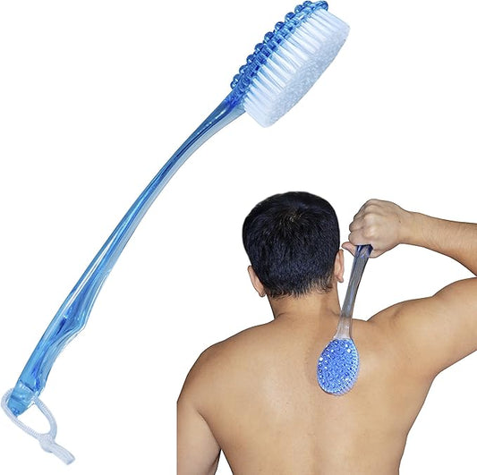 Bath Brush 14" Long Shower Body Back Scrubber Massager (Blue)