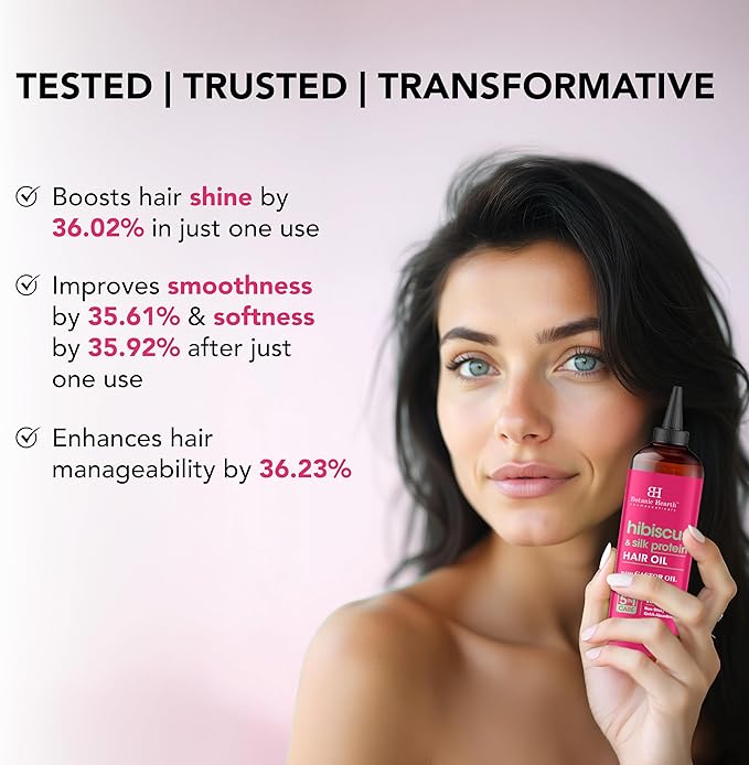 Botanic Hearth Hibiscus & Silk Protein Hair Oil (6.7 Fl Oz) |Nourishing and Strengthening Hair Treatment for Thicker, Healthier|Looking Hair | Paraben Free | Suitable for All Hair Types