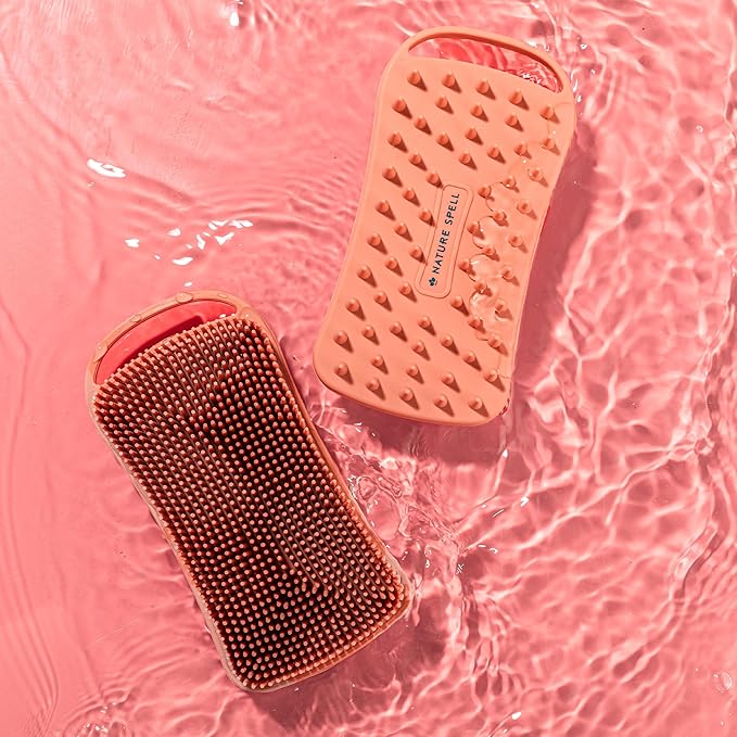 Nature Spell Silicone Body Scrubber, Dual-Sided Exfoliator & Cleansing Brush, Waterproof