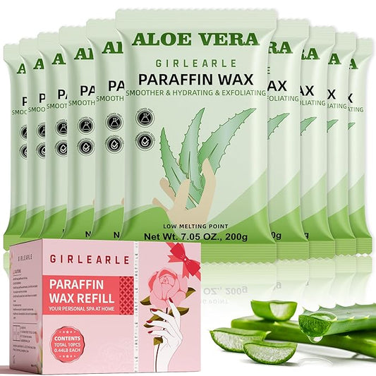 Paraffin Wax Refills 10 Packs for Paraffin Wax Bath Machine - for Dry Cracked Skin on Hands, Feet, Elbows - Moisturizing Hydration to Relieve Stiff Muscles & Joints (Aloe vera)