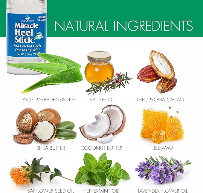 Heel Balm for Dry Cracked Feet - Miracle Heel Stick for Cracked Heel Repair - Heel Balm Stick for Cracked Heel Treatment - Formulated with Pure Aloe Vera, Tea Tree Oil, Shea & Cocoa Butters | 2.5 oz