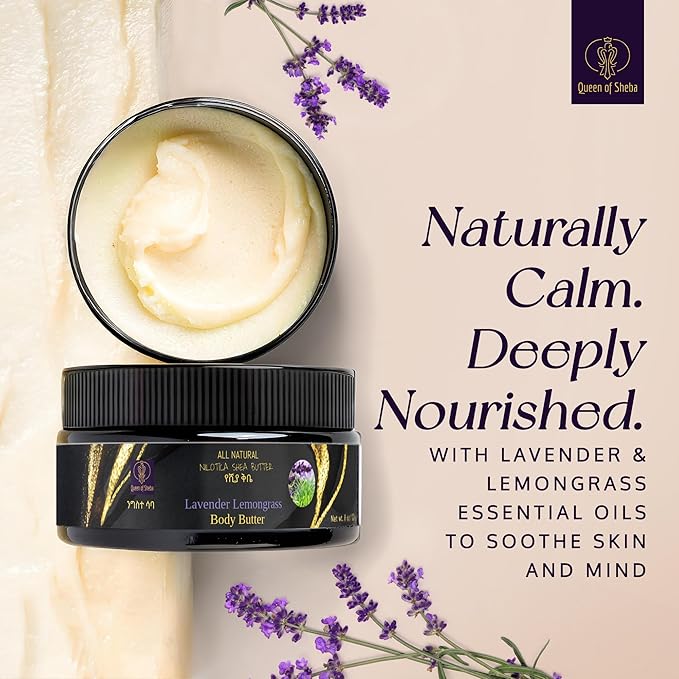 African Shea Butter Raw Organic Unrefined Shea Butter for Face 8 Oz (Pack of 1) Lavender Lemongrass - Organically Certified USDA for All Skin Types Body and Hair Moisturizing Skincare